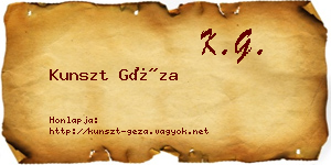 Kunszt Géza névjegykártya